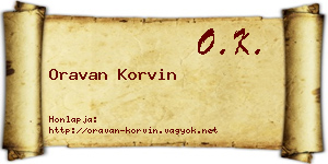 Oravan Korvin névjegykártya